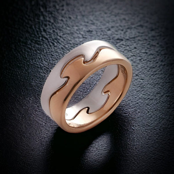 Georg Jensen Fusion white and rose gold stack ring,