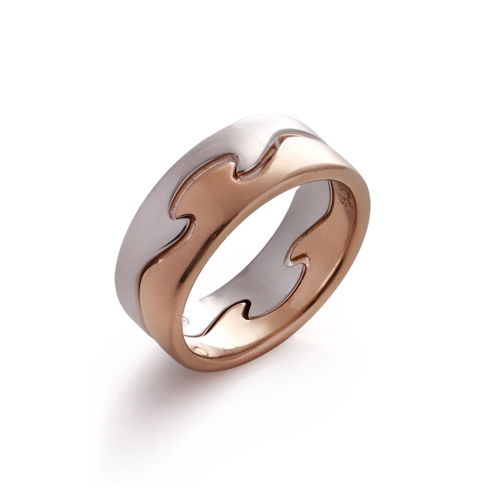Georg Jensen Fusion white and rose gold stack ring,
