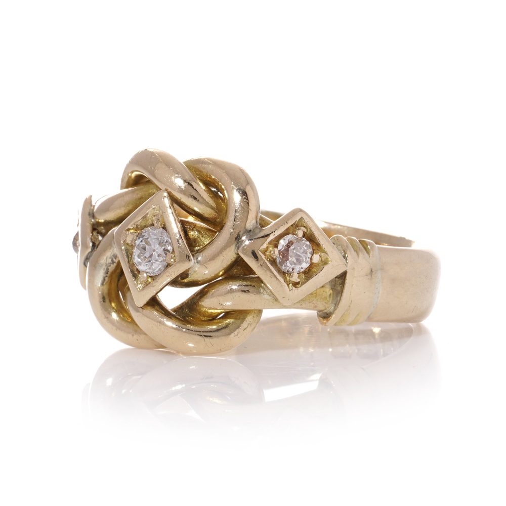 Vintage diamond and gold knot ring.