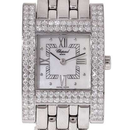 Chopard H 18ct White Gold Watch with 3.48ct Diamond Bezel, Box and Papers