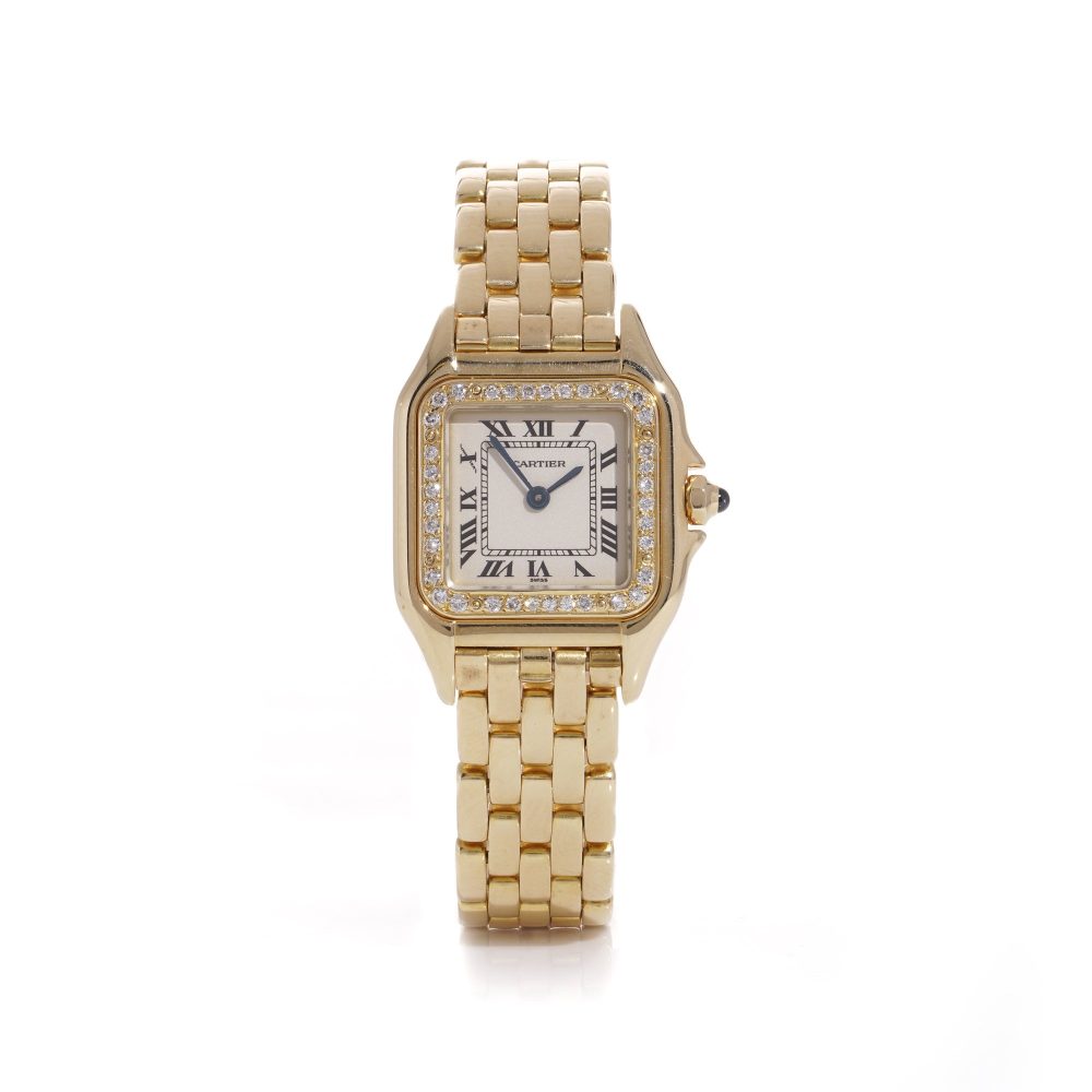 Vintage Ladies Cartier Panthere 18ct Yellow Gold Quartz Watch with Diamond Bezel