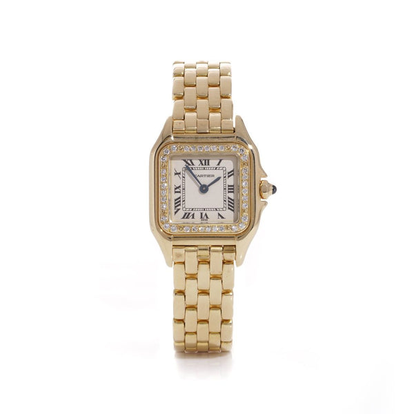 Vintage Ladies Cartier Panthere 18ct Yellow Gold Quartz Watch with Diamond Bezel