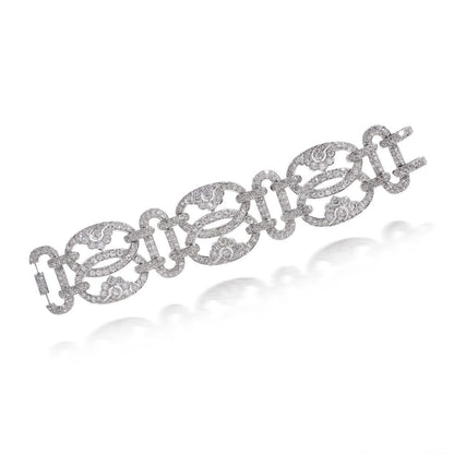 Art Deco platinum and diamond link bracelet.