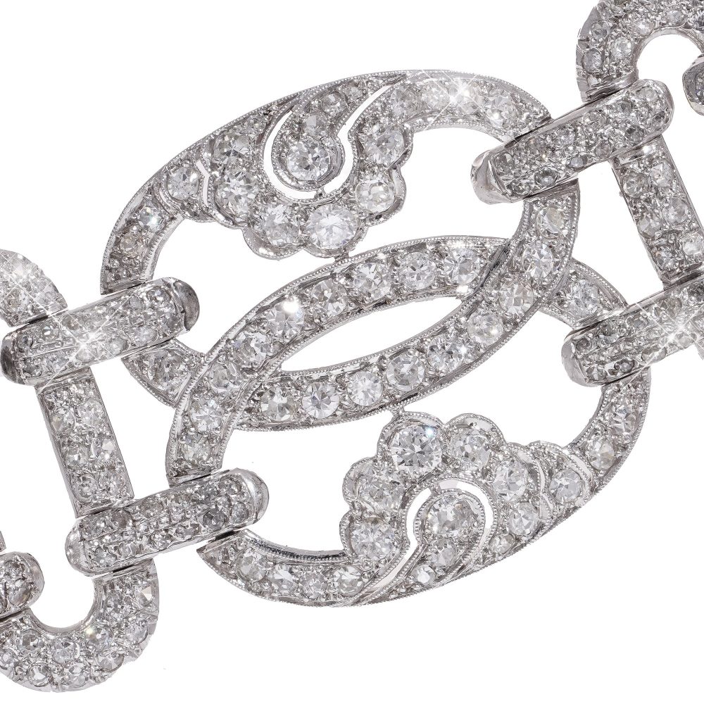 Art Deco platinum and diamond link bracelet.