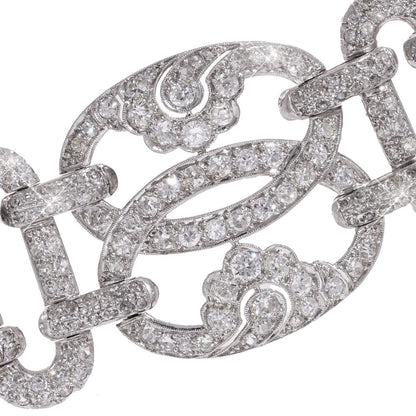 Art Deco platinum and diamond link bracelet.