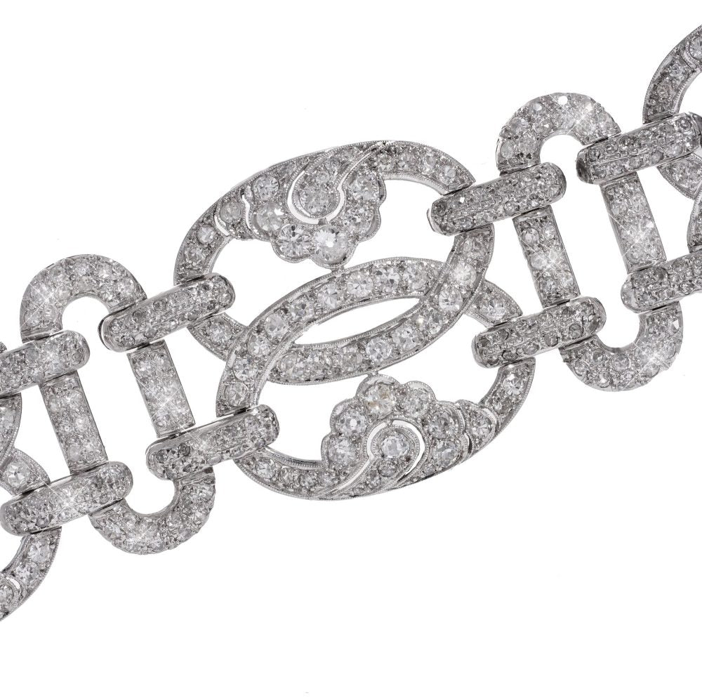 Art Deco platinum and diamond link bracelet.