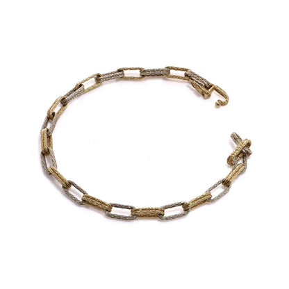 Link Chain Bracelet With Textured Wire Design In 18 Carat Gold