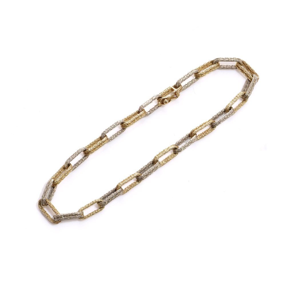 Link Chain Bracelet With Textured Wire Design In 18 Carat Gold