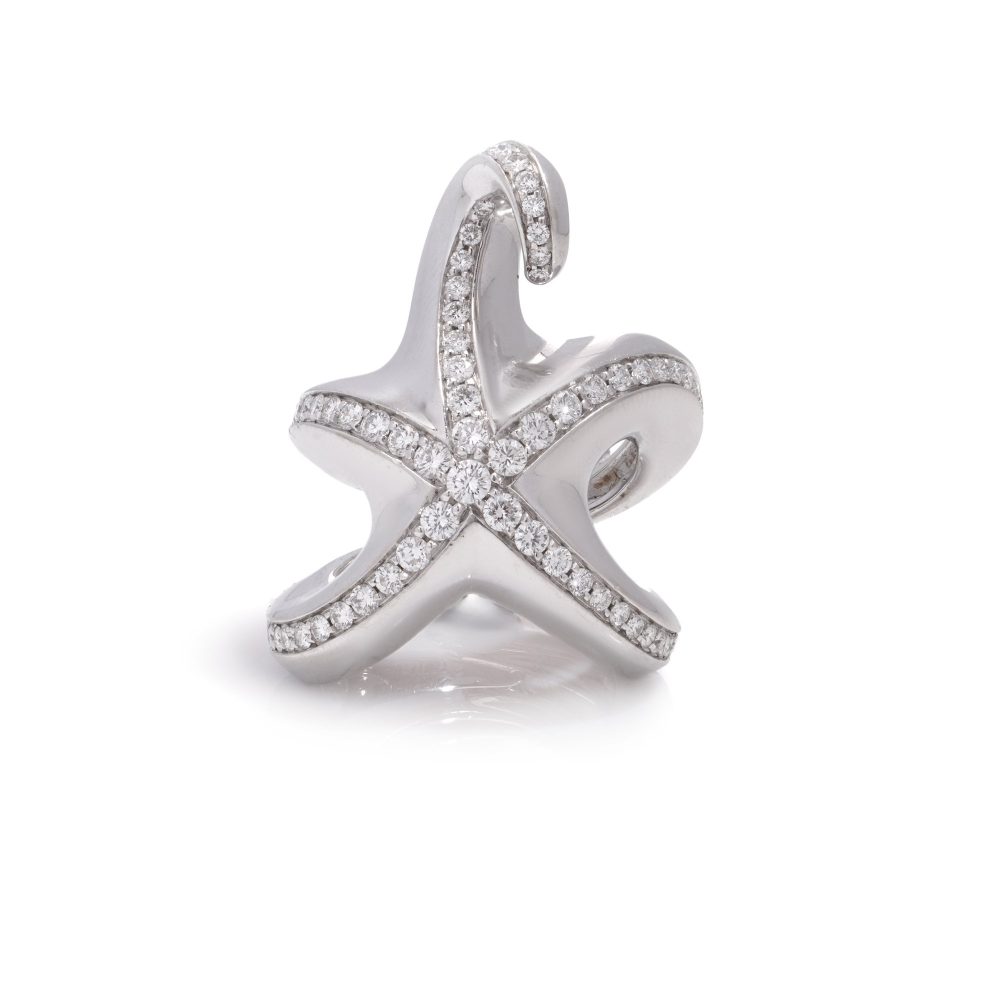 Boucheron gold starfish ring set diamonds.