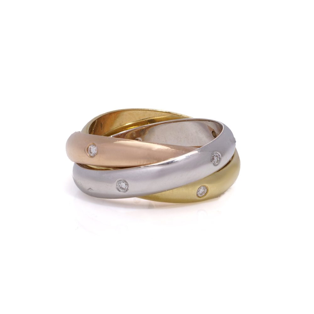 Cartier gold and diamond trinity ring.