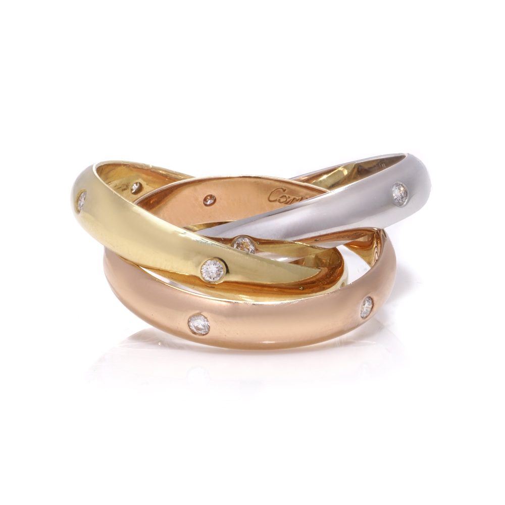 Cartier gold and diamond trinity ring.