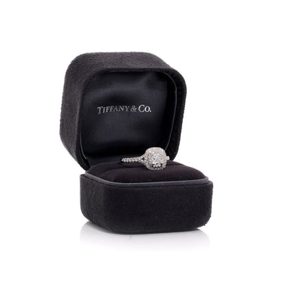 Tiffany & Co platinum diamond halo ring.
