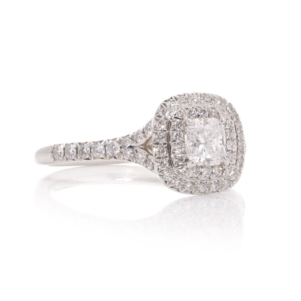 Tiffany & Co platinum diamond halo ring.