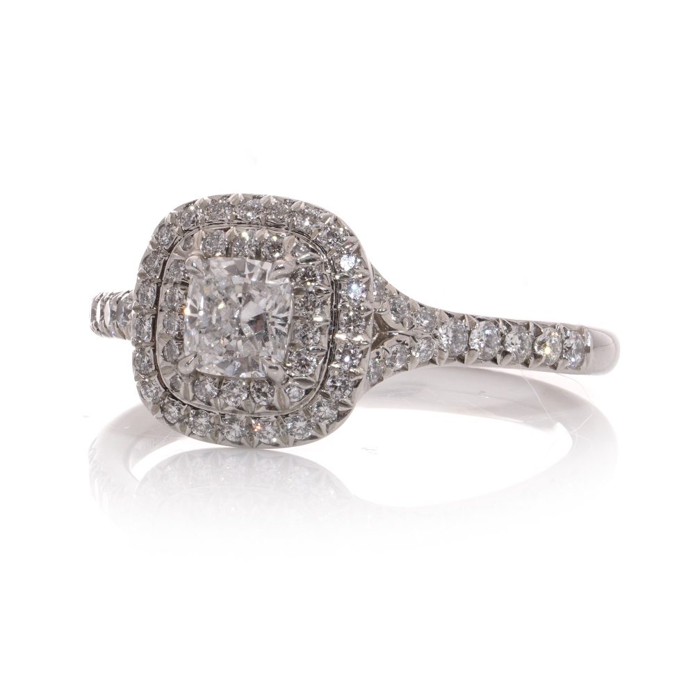 Tiffany & Co platinum diamond halo ring.