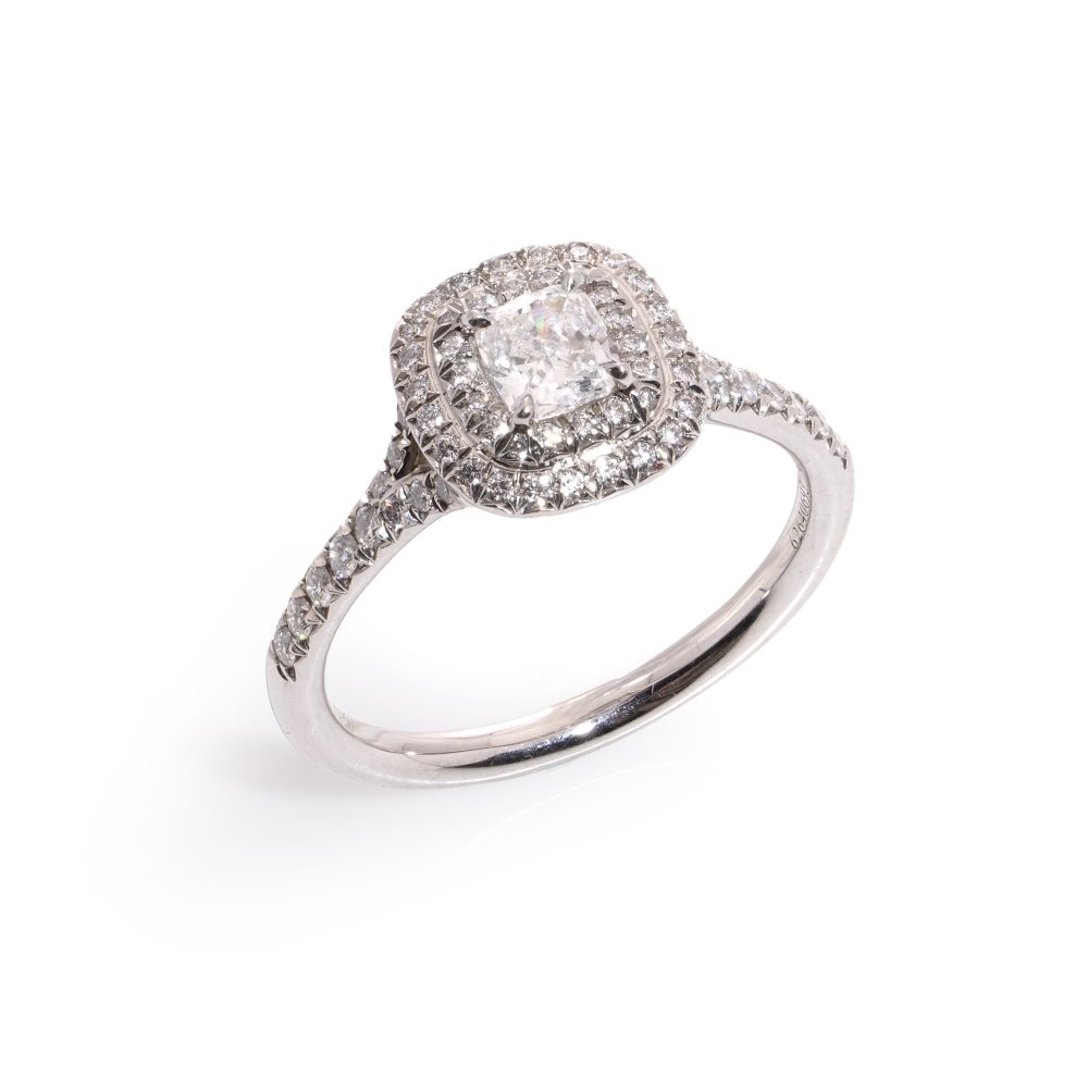 Tiffany & Co platinum diamond halo ring.
