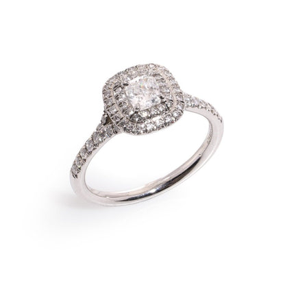 Tiffany & Co platinum diamond halo ring.