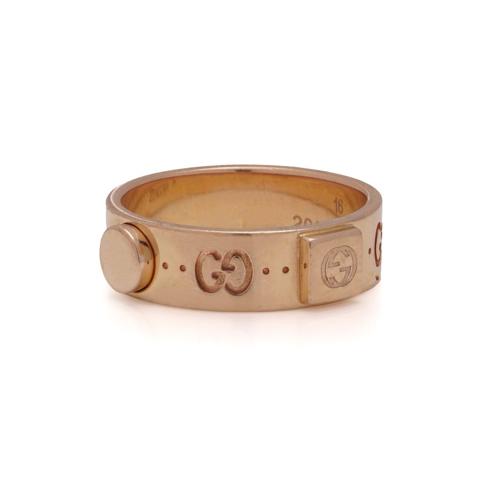 Gucci gold Iconic band ring with studs.
