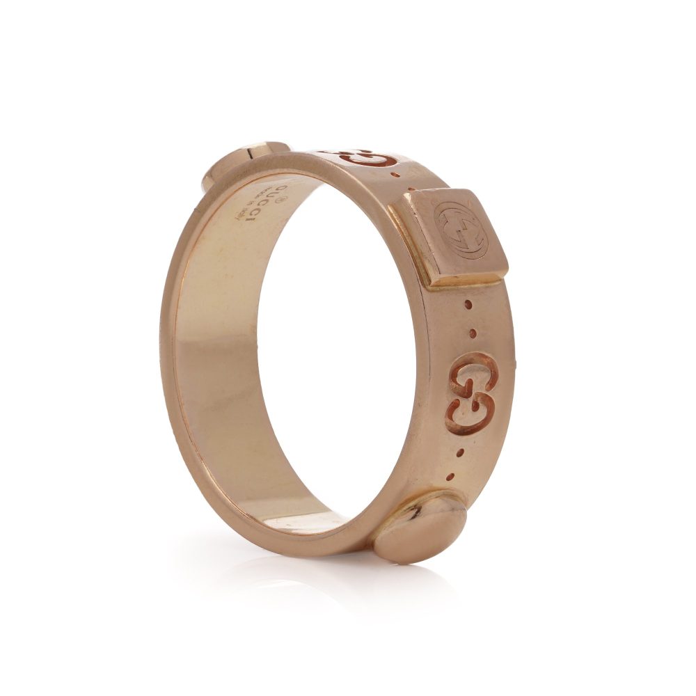 Gucci gold Iconic band ring with studs.