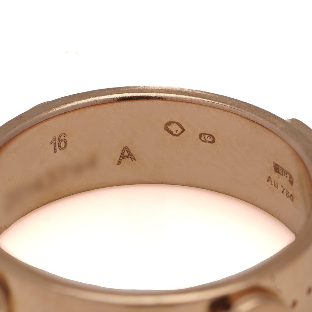 Gucci Iconic Band Ring With Studs In 18 Carat Rose Gold