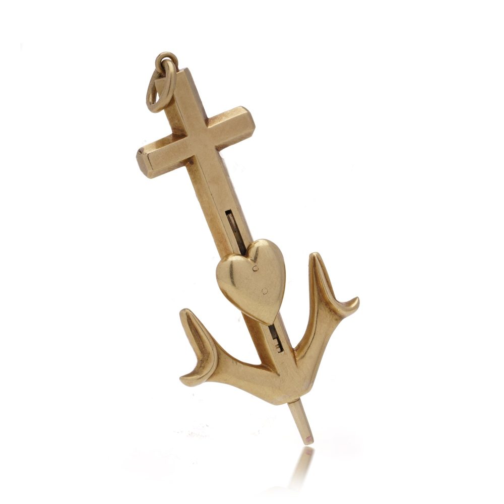 Antique Sampson Mordan 18ct Yellow Gold Anchor Pencil Pendant