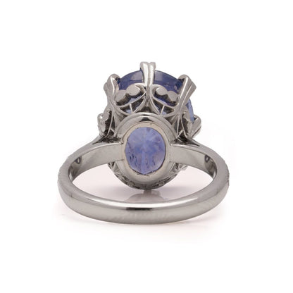 Platinum sapphire and diamond ring.