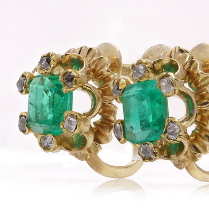Edwardian emerald and diamond earrings in gold.