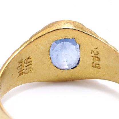 Unisex 0.75ct Oval Sapphire and 22ct Yellow Gold Ring