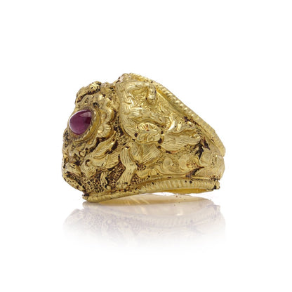 Ancient Thailand gold and ruby ring.