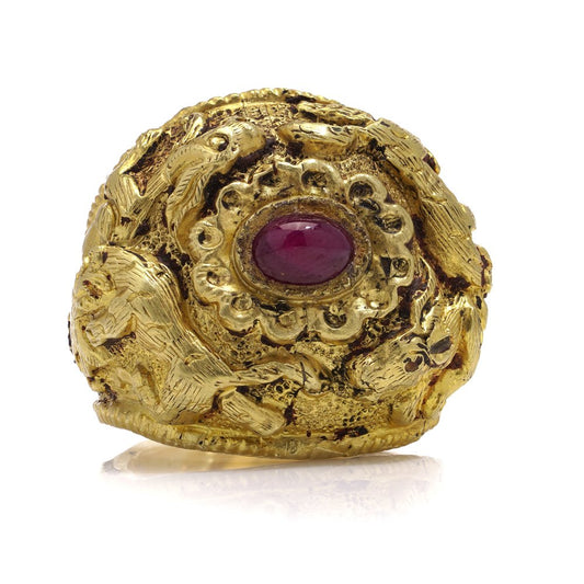 Ancient Thailand gold and ruby ring.