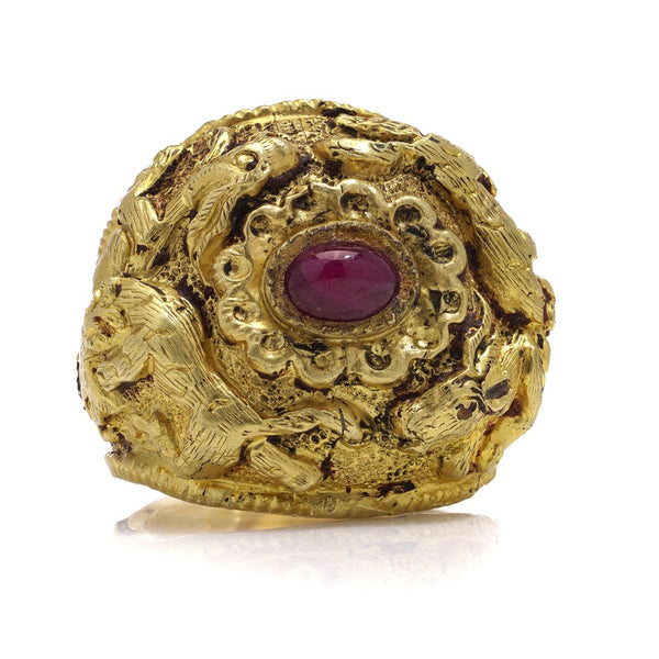 Ancient Thailand gold and ruby ring.