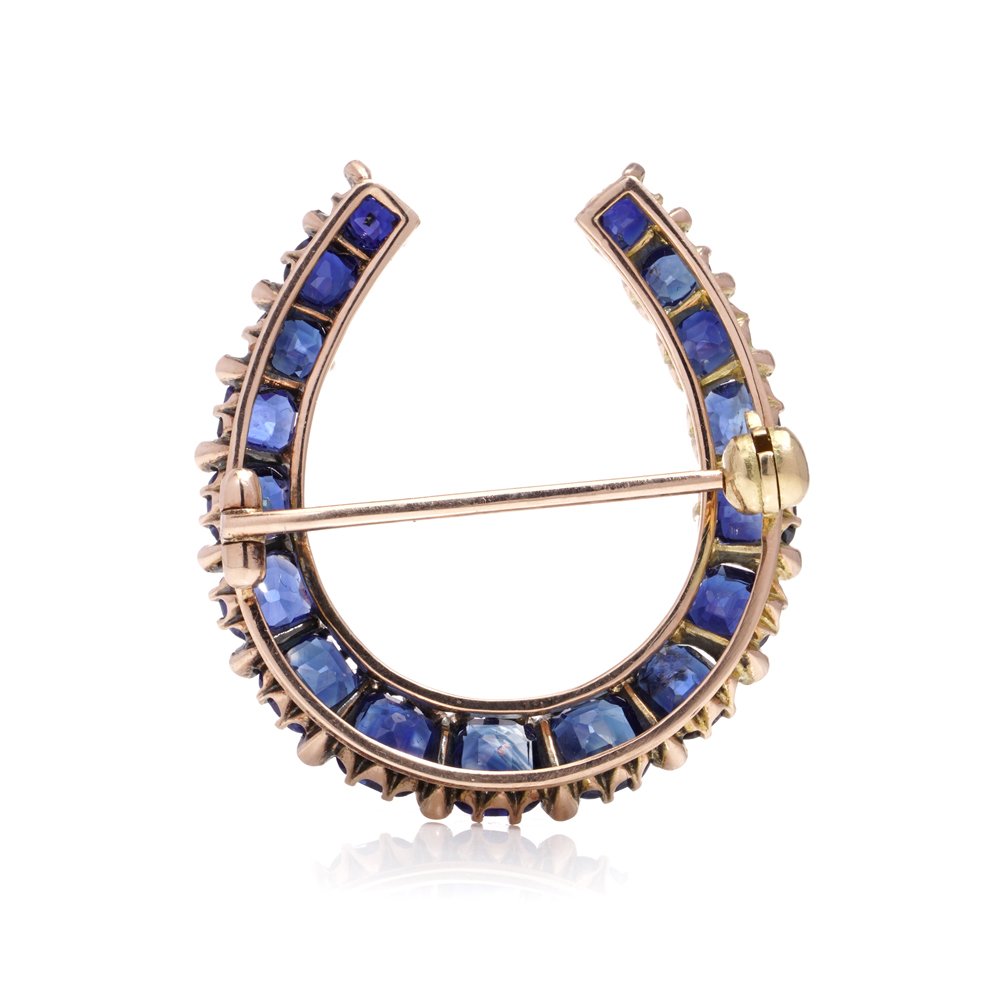 Victorian sapphire and diamond brooch in gold.
