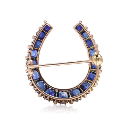 Victorian sapphire and diamond brooch in gold.