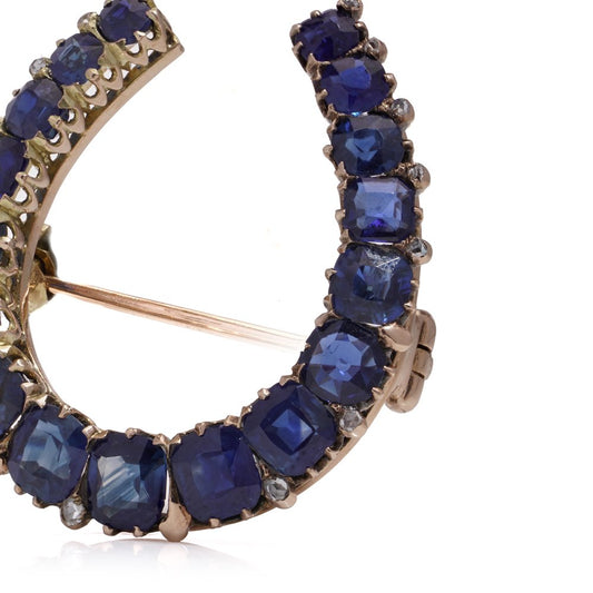 Victorian sapphire and diamond brooch in gold.
