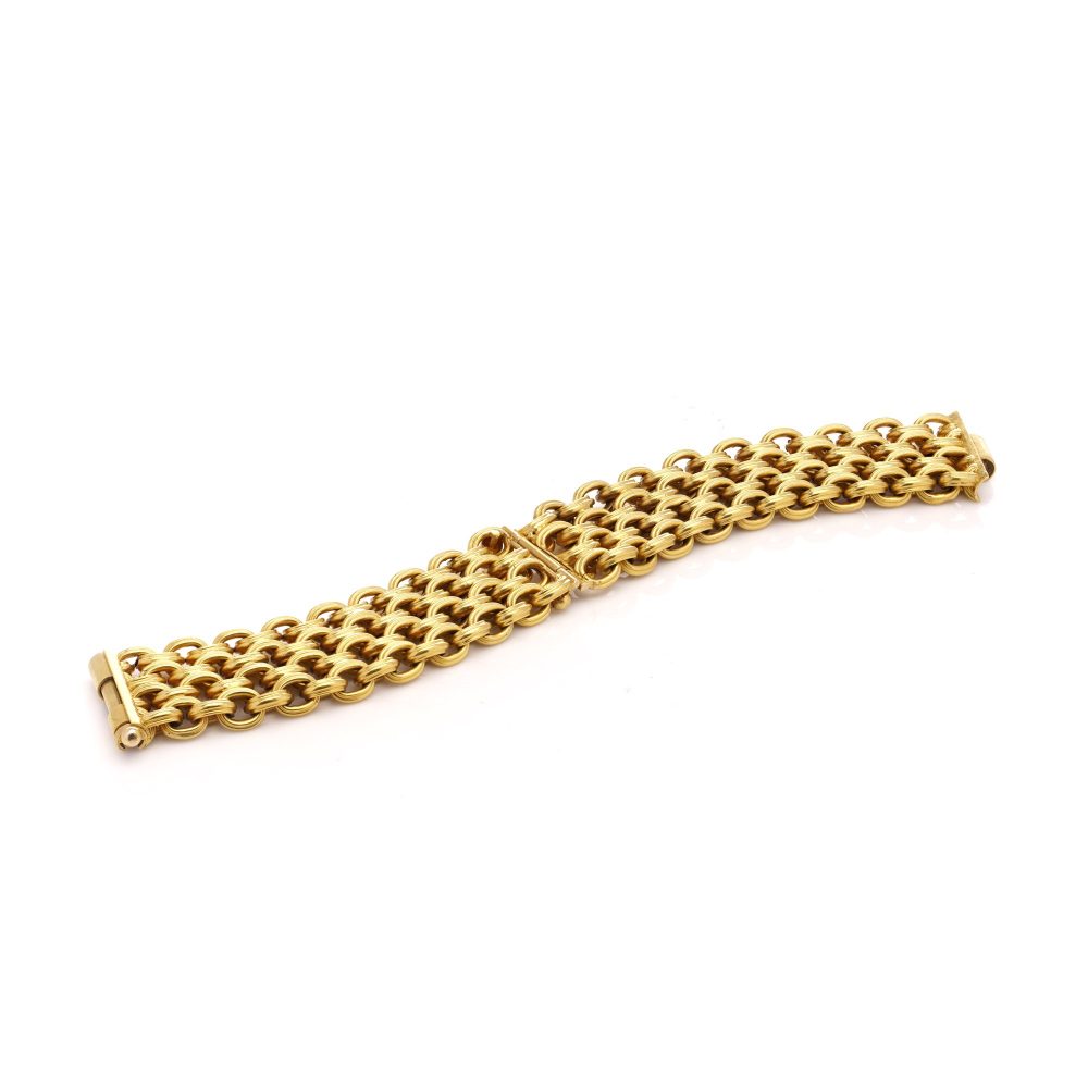 Four row rope chain bracelet in 22 carat yellow gold.