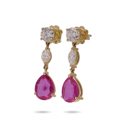 Burma Ruby And Diamond Drop Earrings In 18 Carat Gold