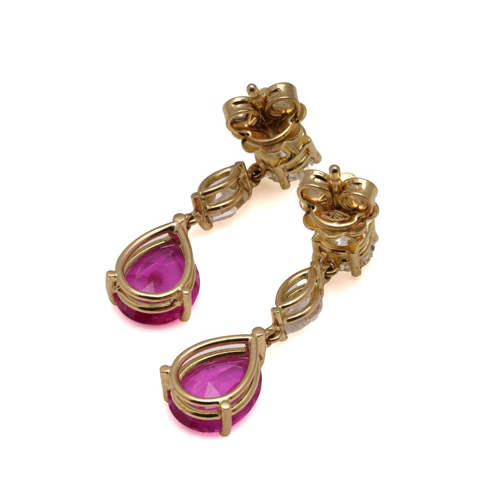 Burma Ruby And Diamond Drop Earrings In 18 Carat Gold