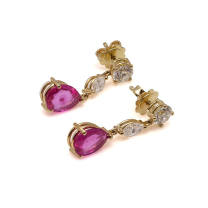 Burma Ruby And Diamond Drop Earrings In 18 Carat Gold