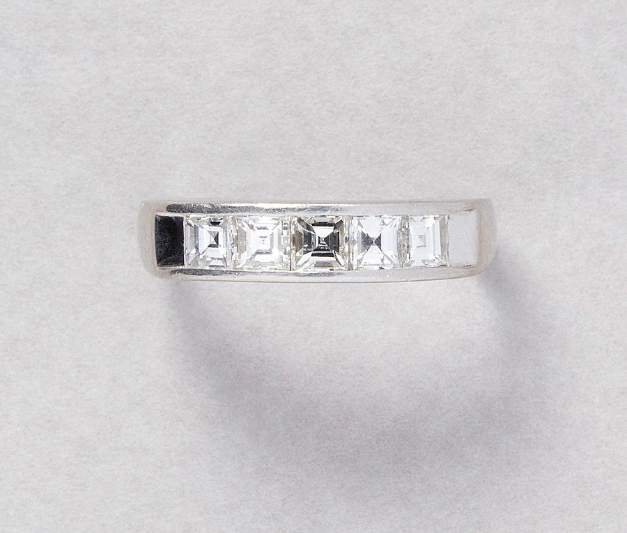 Modern Platinum Five Stone Diamond Ring