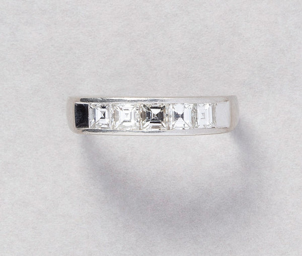 Modern Platinum Five Stone Diamond Ring