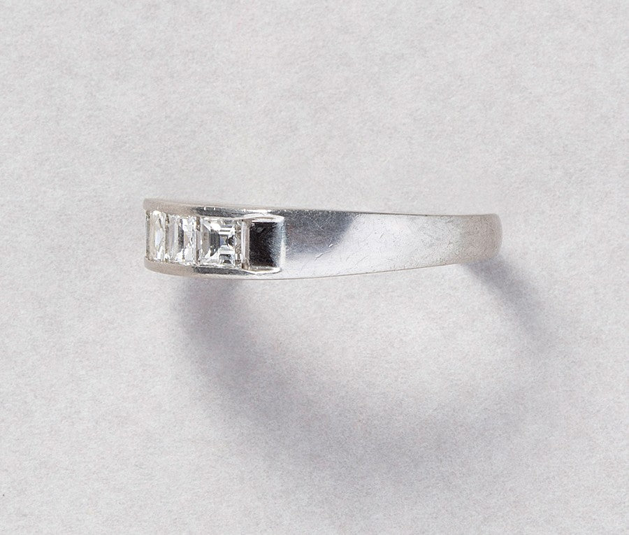 Modern Platinum Five Stone Diamond Ring