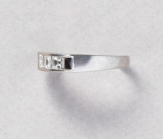 Modern Platinum Five Stone Diamond Ring