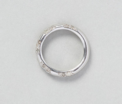Modern 18ct White Gold Ring with Diamonds