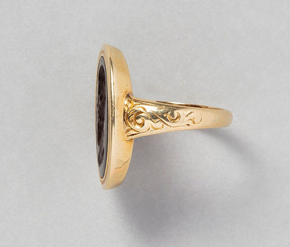 Victorian 14ct Gold Signet Ring with intaglio of Aclepios