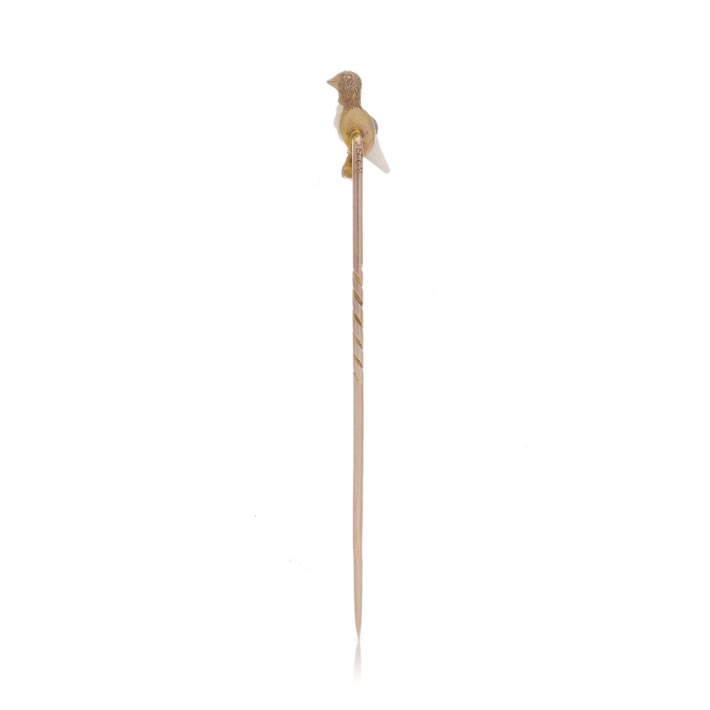 Victorian 15 Carat Yellow Gold Stick Pin In The Shape Of A Bird