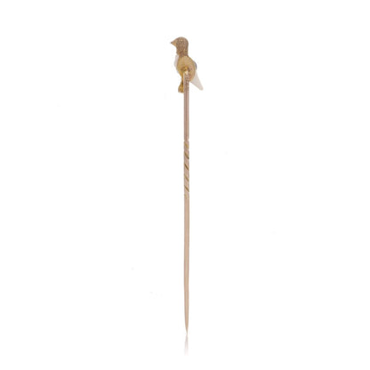 Victorian 15 Carat Yellow Gold Stick Pin In The Shape Of A Bird