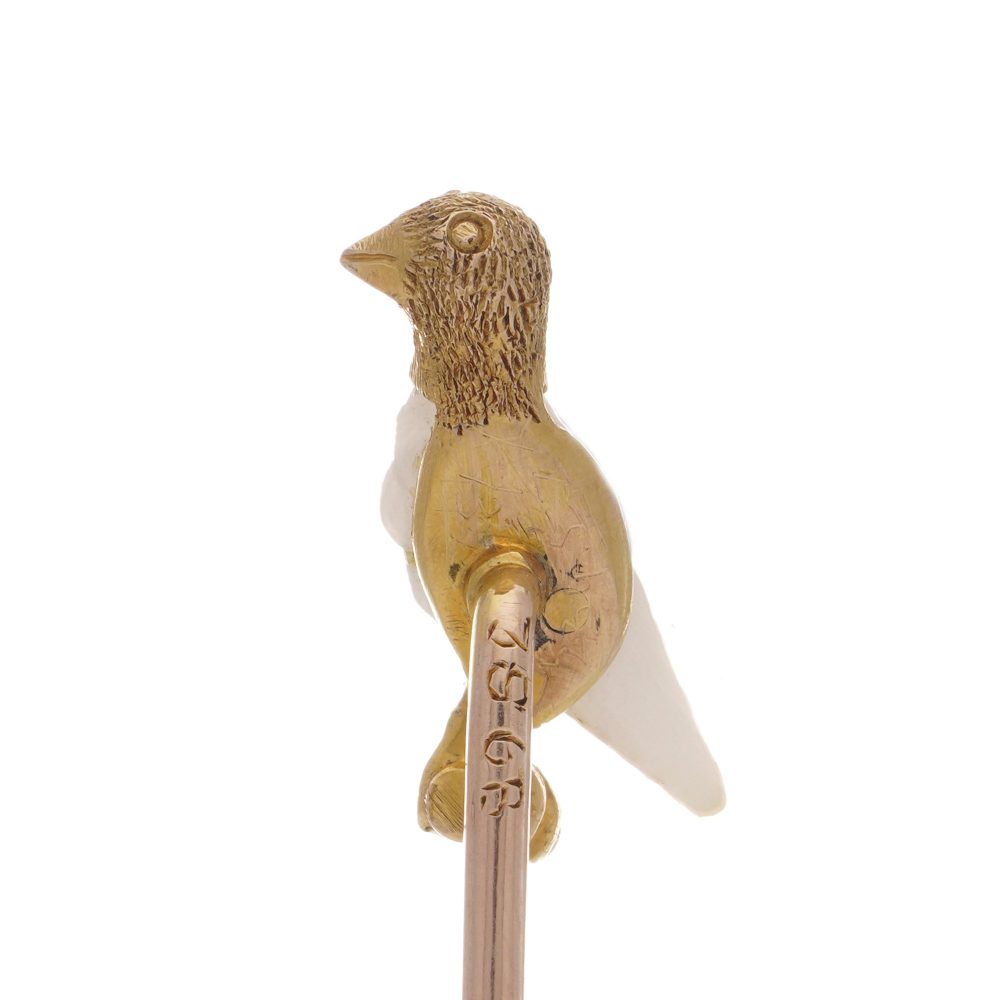 Victorian 15 Carat Yellow Gold Stick Pin In The Shape Of A Bird