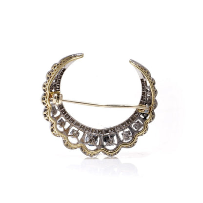 Edwardian sapphire and diamond crescent brooch in gold 