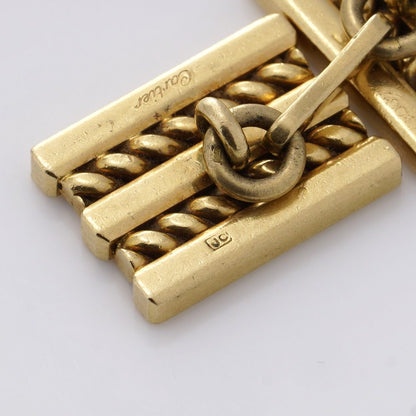 Vintage Cartier 18ct Yellow Gold Geometric Pattern Cufflinks, with clean lines and geometric shapes in a rope-like pattern. Circa 1970s - 1980s