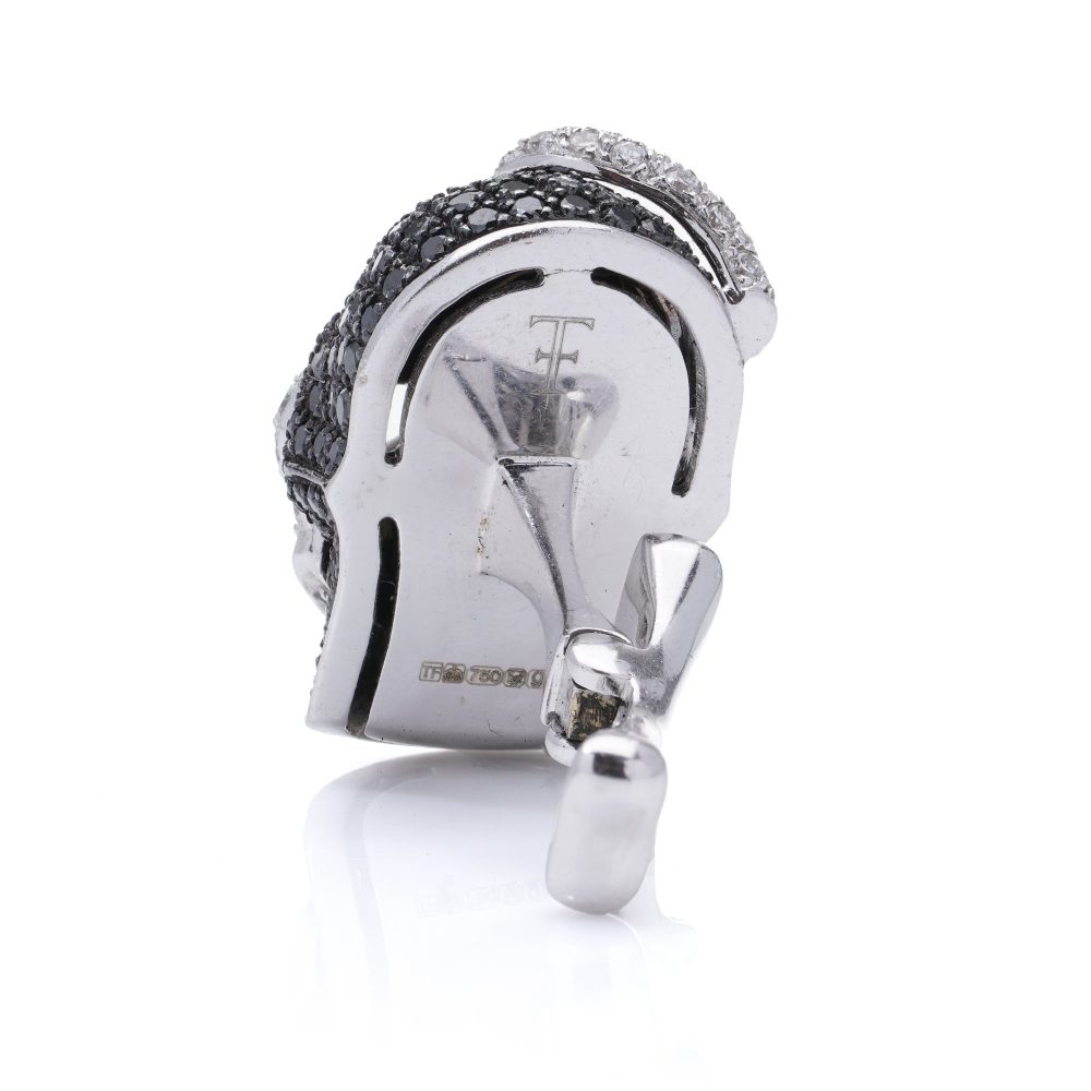 Theo Fennell 18 Carat Gold Black Diamond And Diamond Skull cufflinks