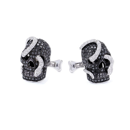 Theo Fennell 18 Carat Gold Black Diamond And Diamond Skull cufflinks
